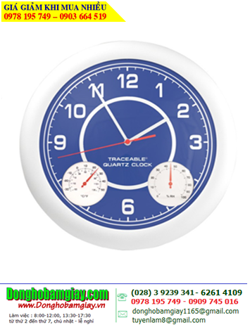 Traceable 1071; Đồng hồ Xem giờ treo tường và đo nhiệt độ-độ ẩm bằng cơ 1071 Quartz Traceable Clock 